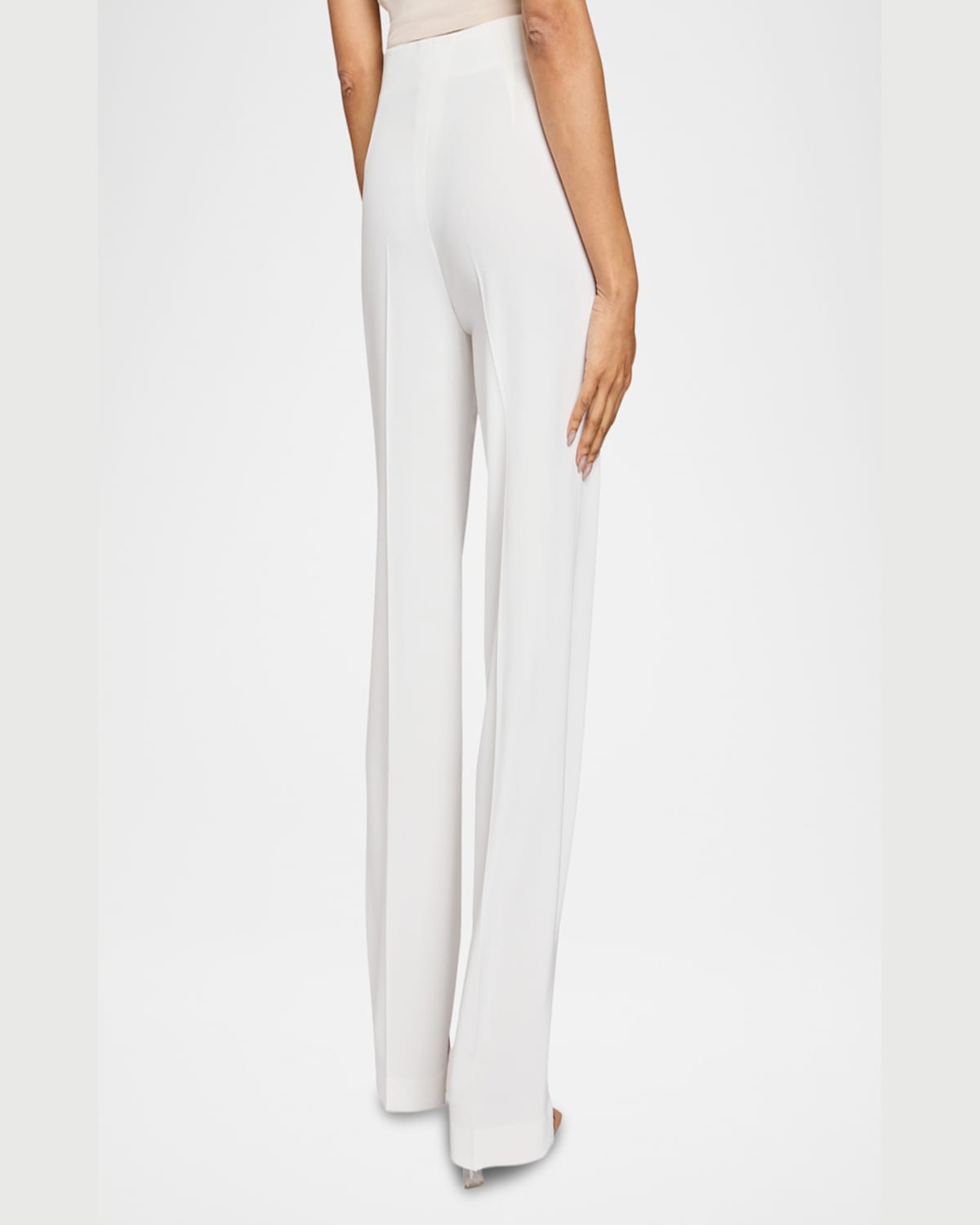 Santorelli Martina Straight Leg Pant With Side Zipper In Techno Crepe In Cream