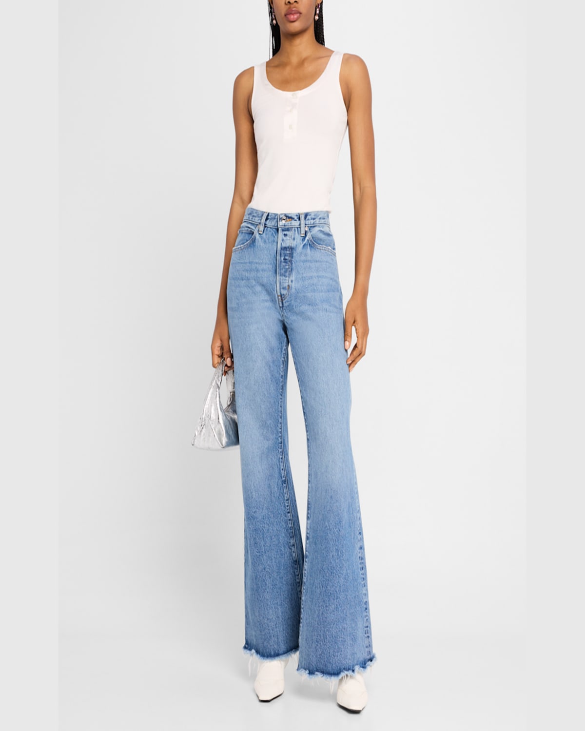 Shop Frame The Lax Flare Jeans In Alderton Raw Fray