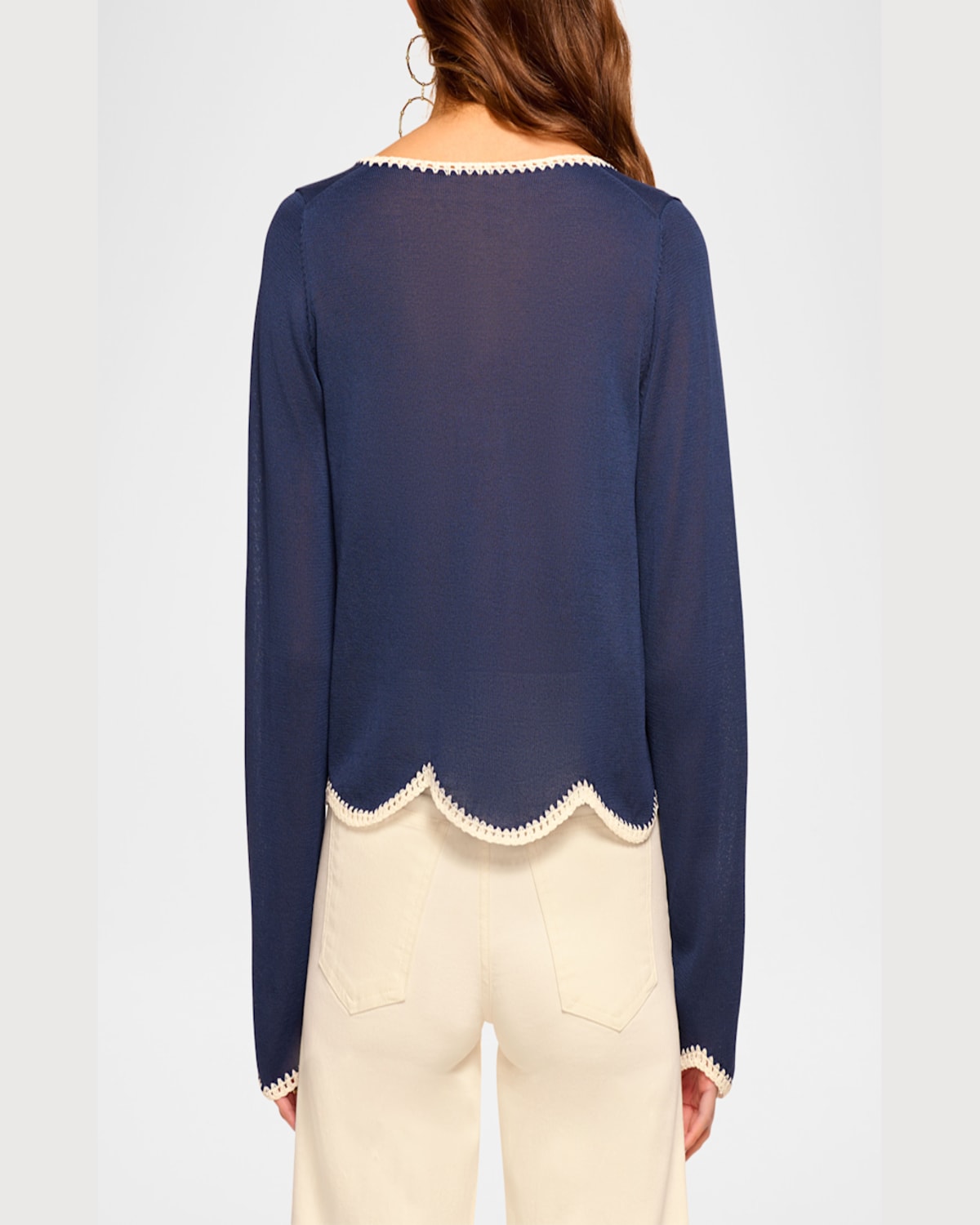 Ramy Brook Tara Lightweight Knit Cardigan In Spring Navy Wave
