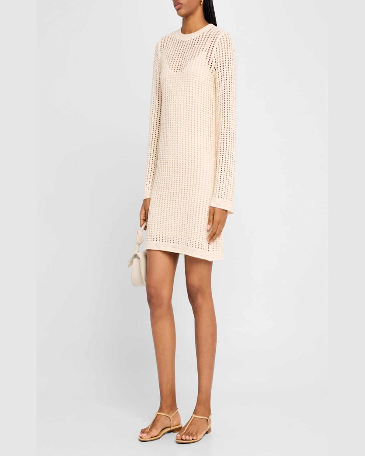 Frame The Crochet Bell Sweater Dress - Nm Exclusive In Alabaster