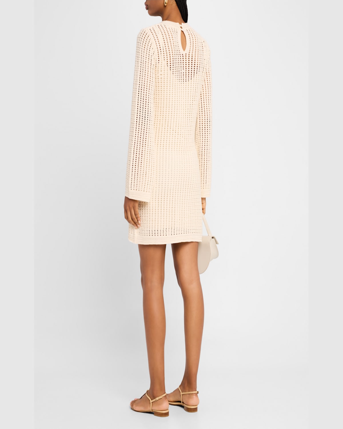 Frame The Crochet Bell Sweater Dress - Nm Exclusive In Alabaster