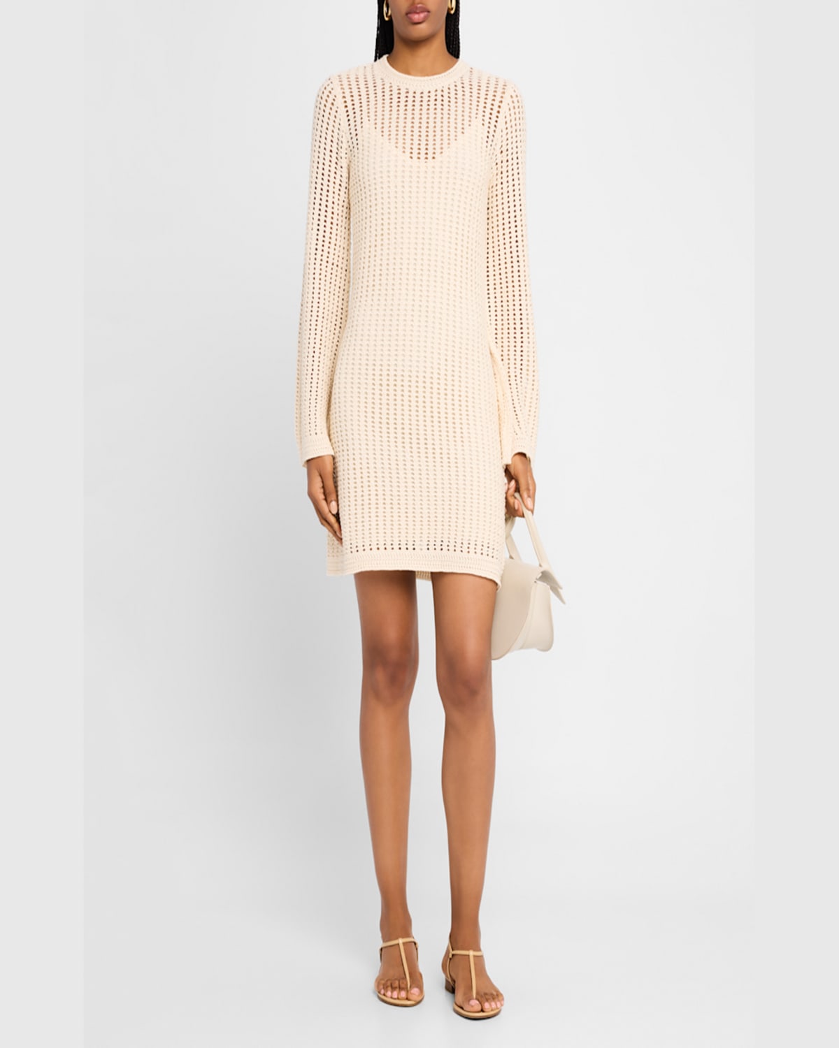 Frame The Crochet Bell Sweater Dress - Nm Exclusive In Alabaster