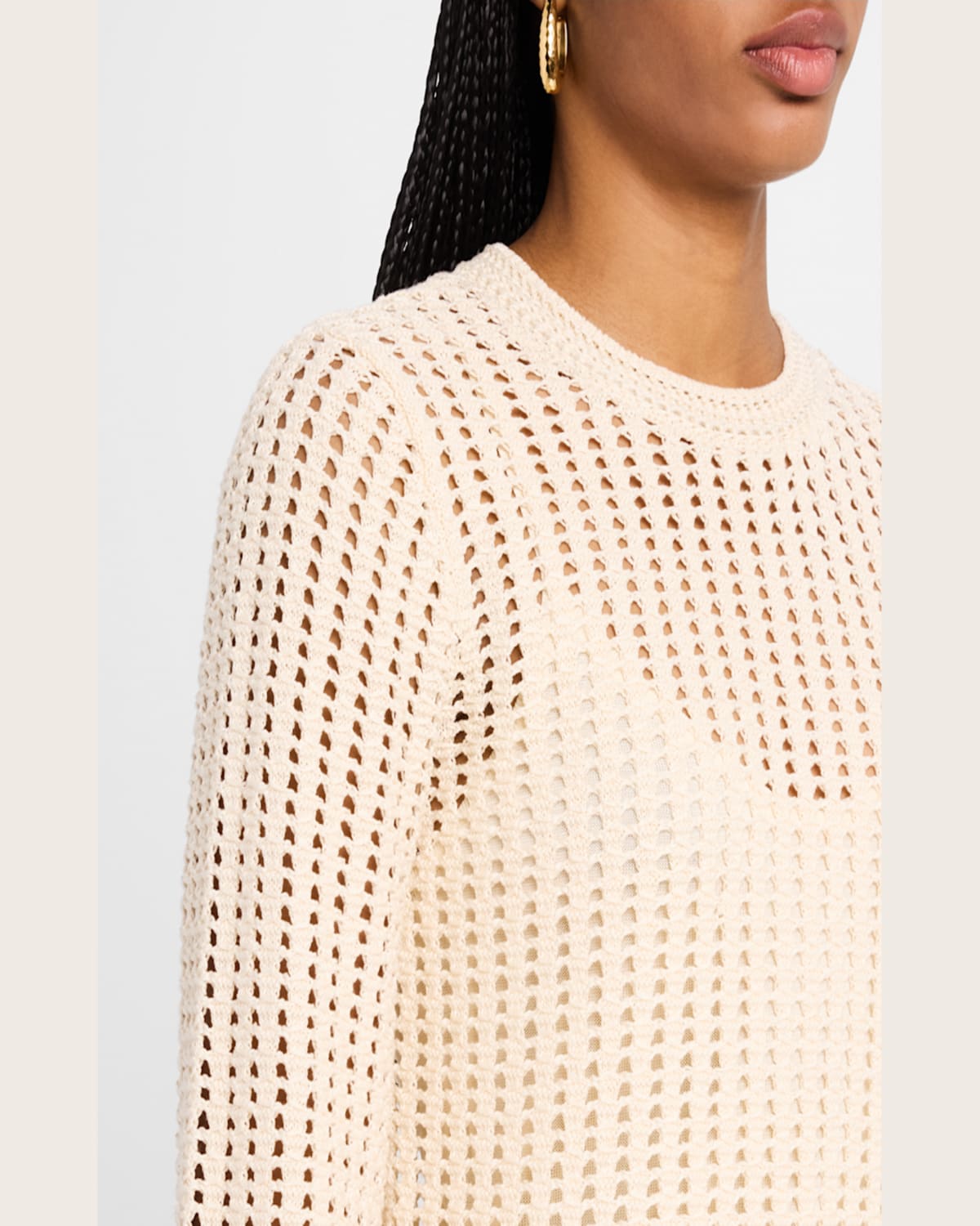 Frame The Crochet Bell Sweater Dress - Nm Exclusive In Alabaster