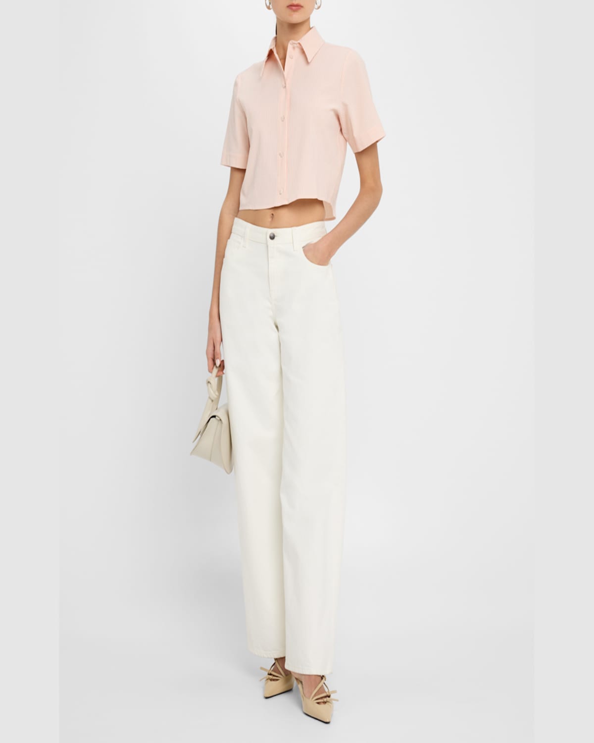 Frame The Seersucker Crop Shirt In Azalea Multi