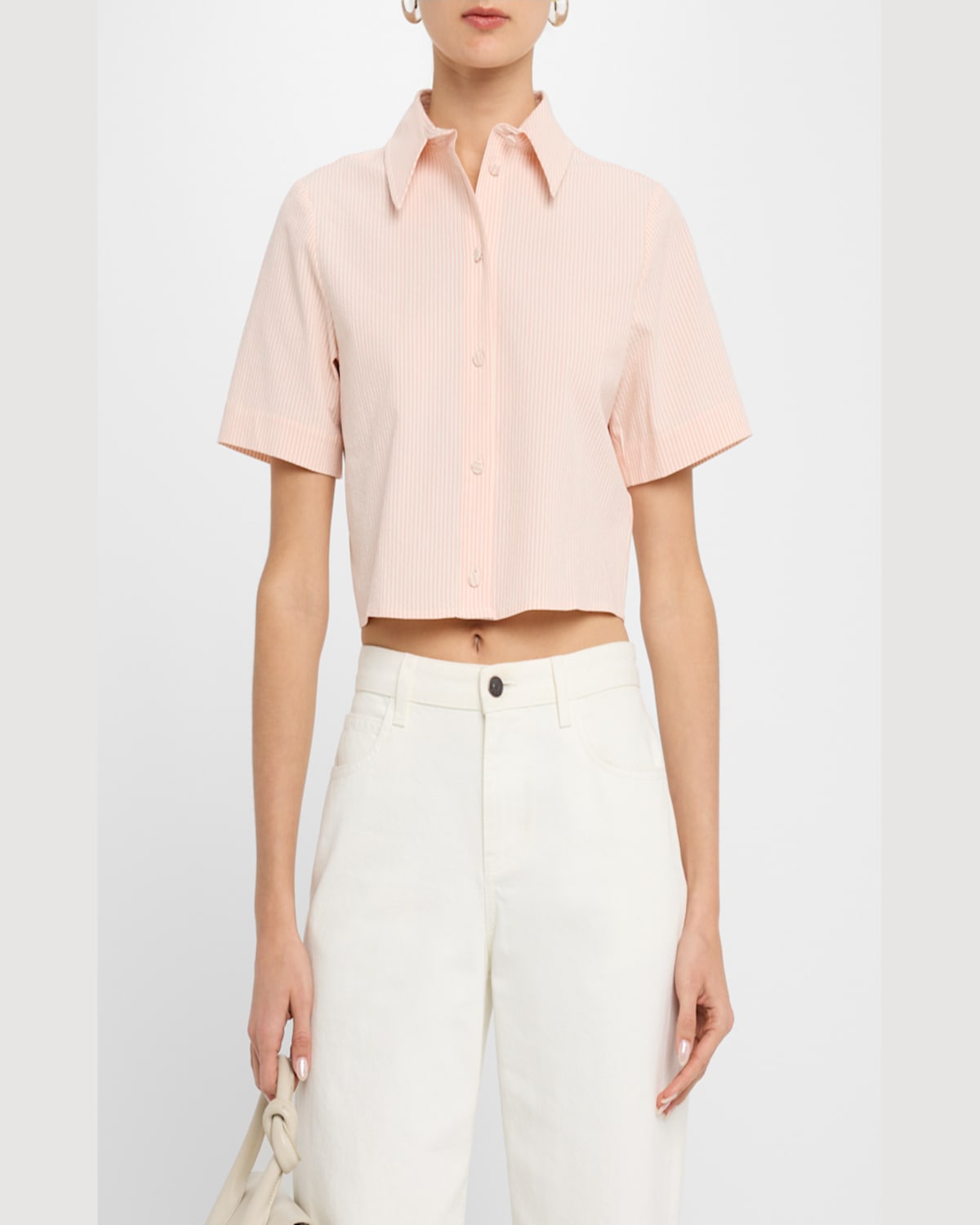 Frame The Seersucker Crop Shirt In Azalea Multi