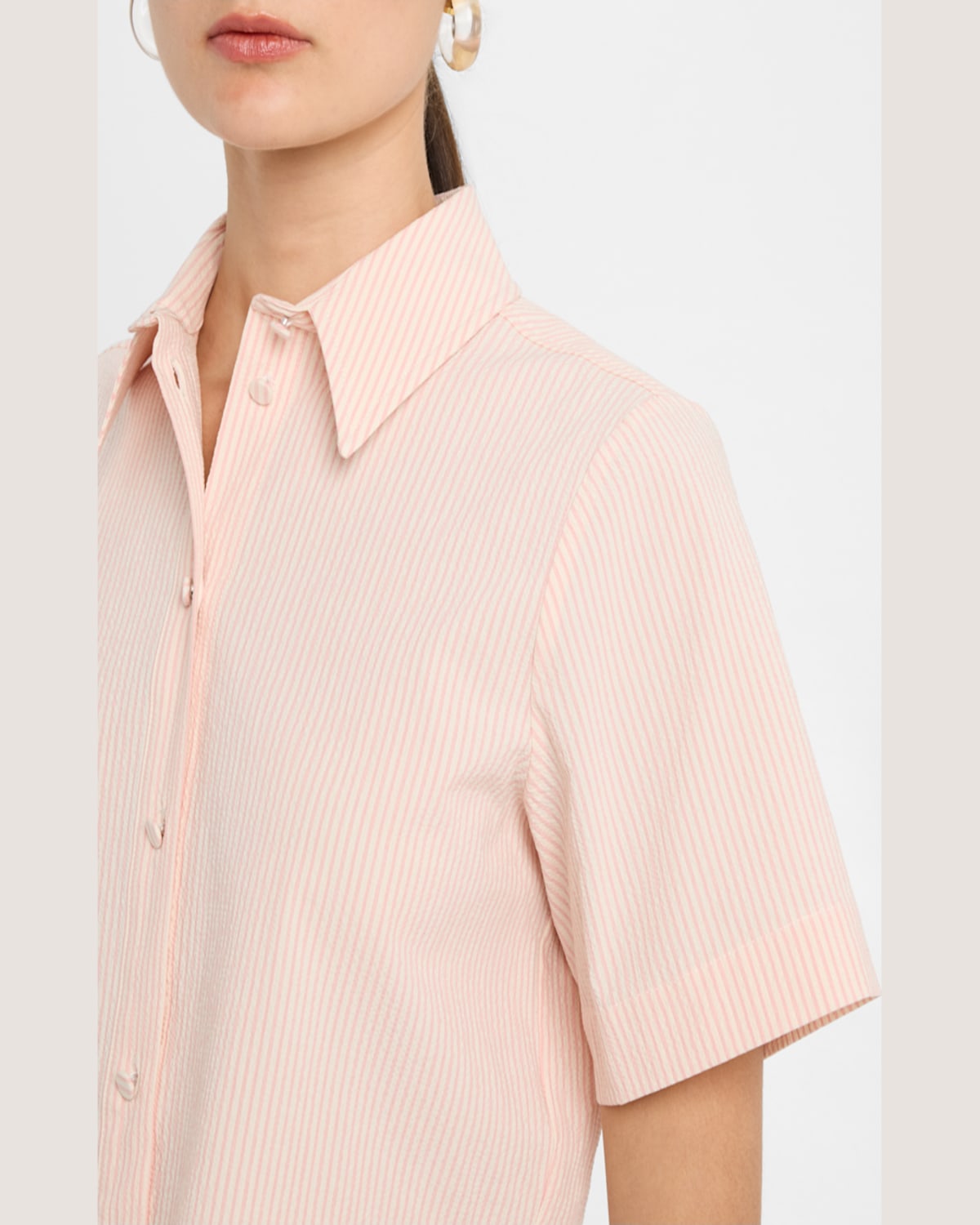 Frame The Seersucker Crop Shirt In Azalea Multi