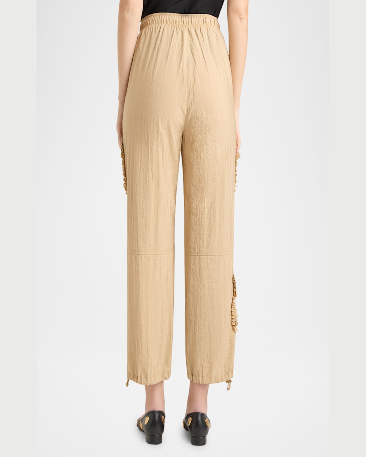 Cinq À Sept Nitsan Ruffle Pull-on Parachute Pants In Khaki