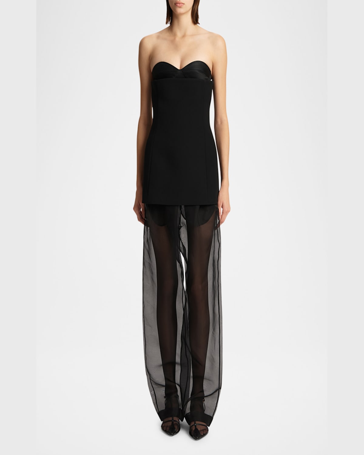 Khaite Ayla Crepe Bustier Top In Black
