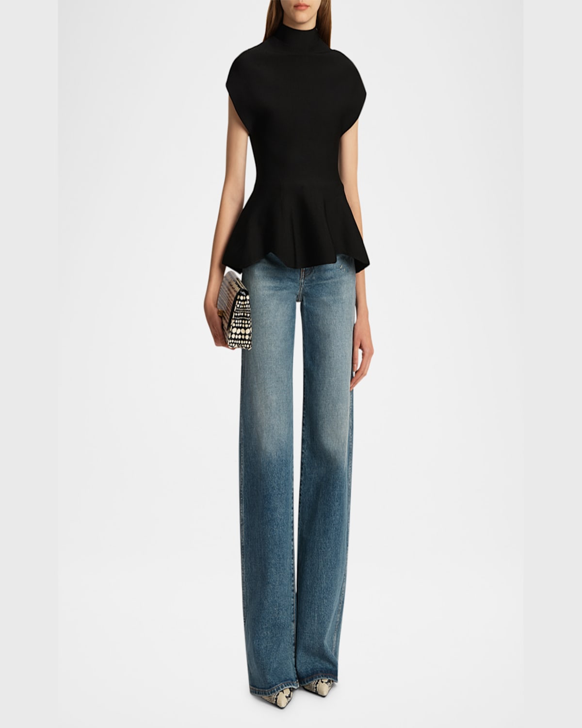 Khaite Sowen Rigid Mid-rise Wide-leg Jeans In Heath