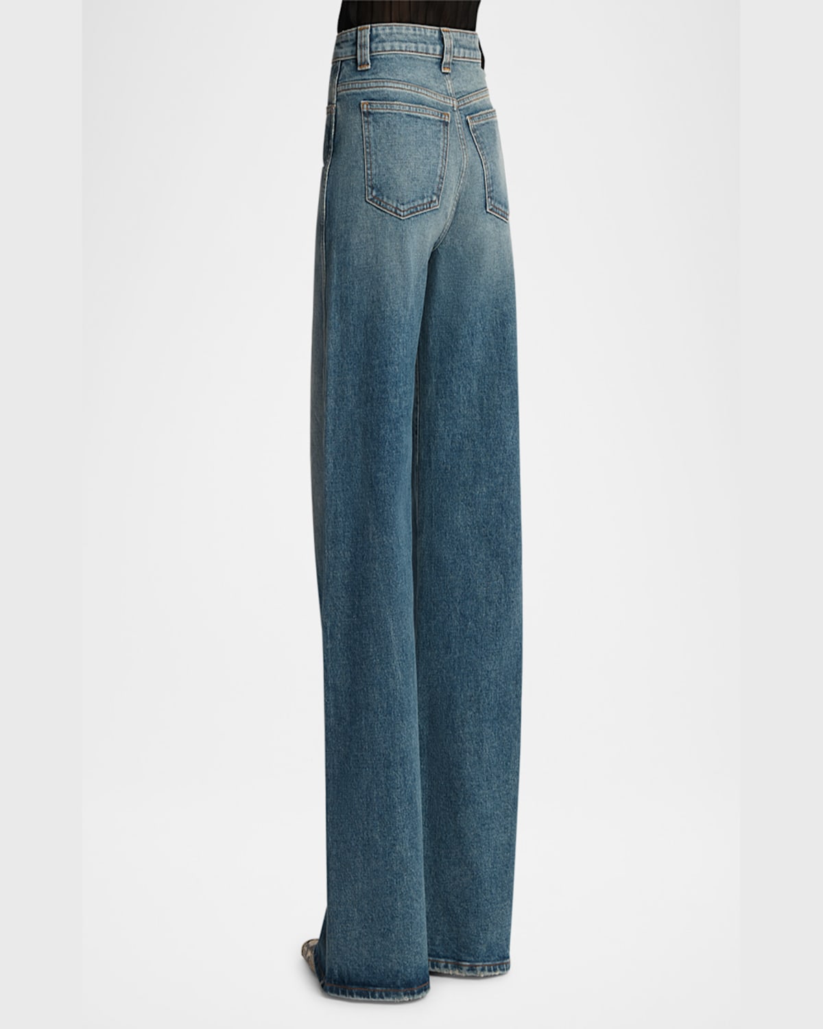 Khaite Sowen Rigid Mid-rise Wide-leg Jeans In Heath