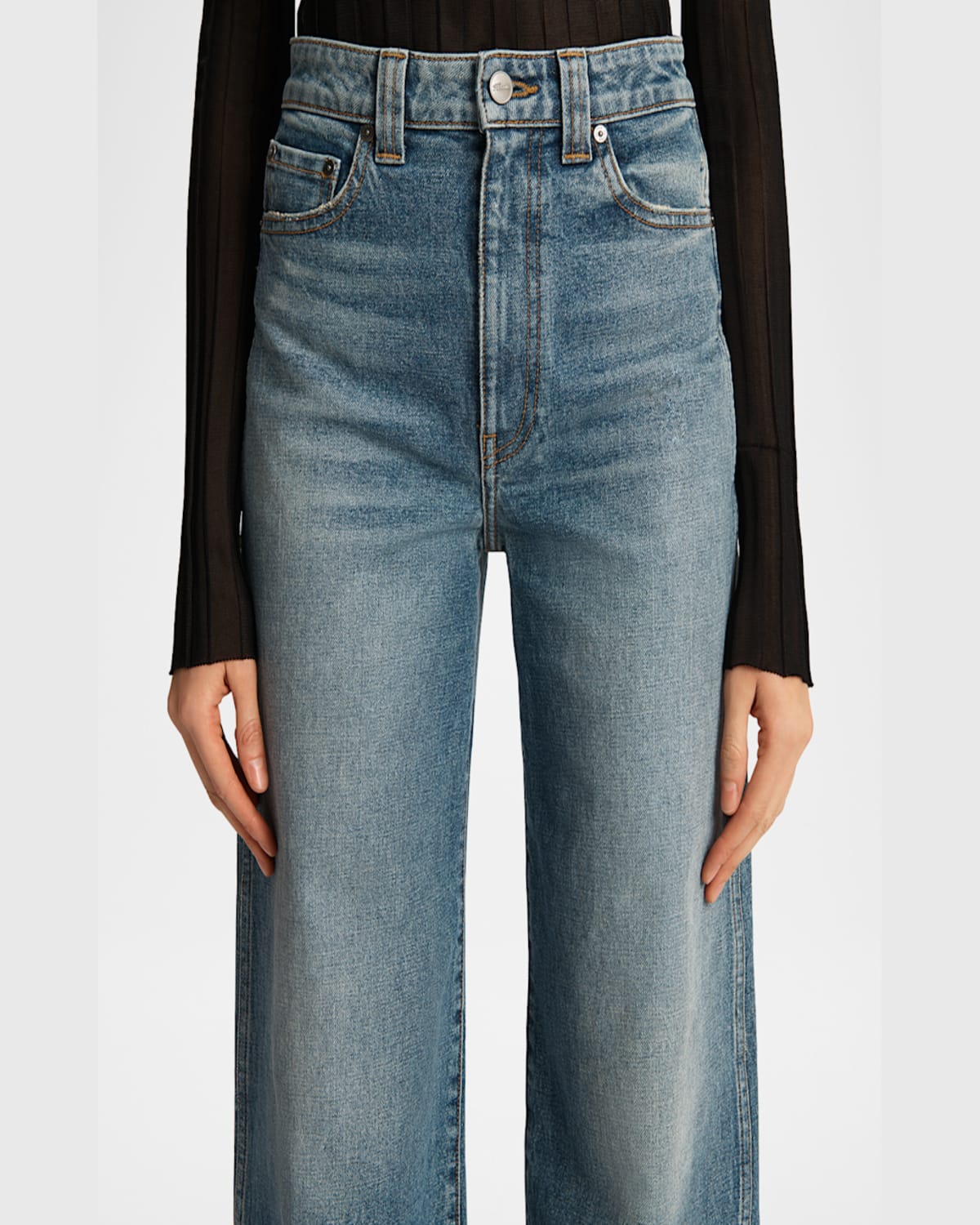 Khaite Sowen Rigid Mid-rise Wide-leg Jeans In Heath