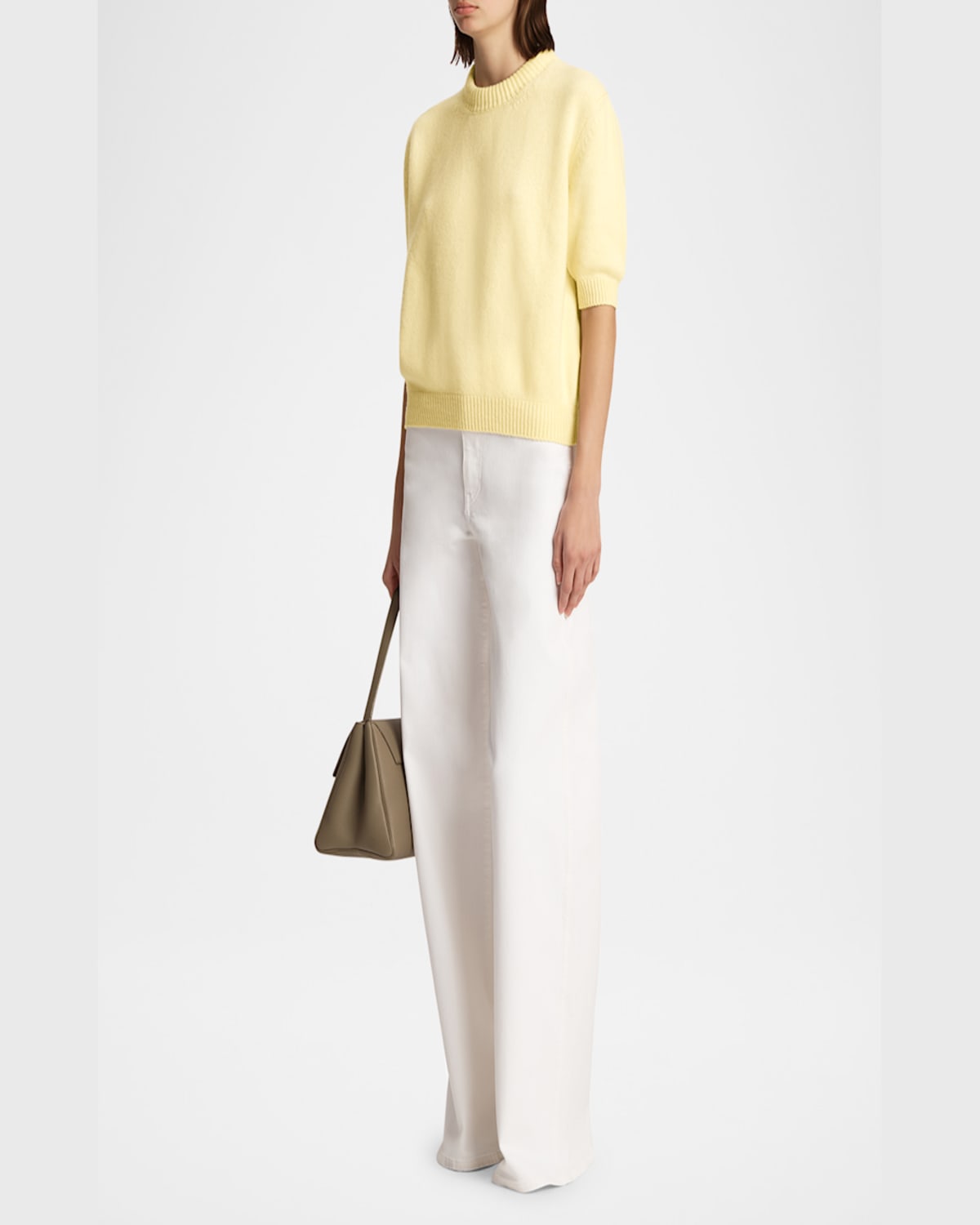 Khaite Womens Davin Short-sleeve Cashmere Jumper Zest In Zest