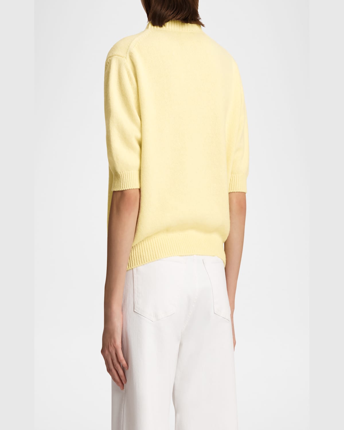 Khaite Womens Davin Short-sleeve Cashmere Jumper Zest In Zest