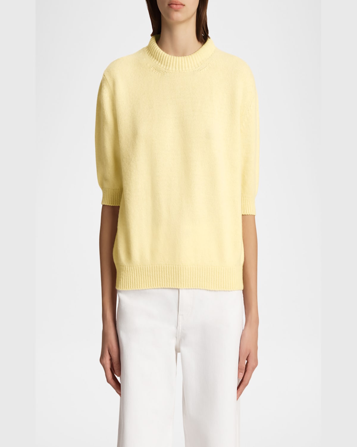 Khaite Womens Davin Short-sleeve Cashmere Jumper Zest In Zest