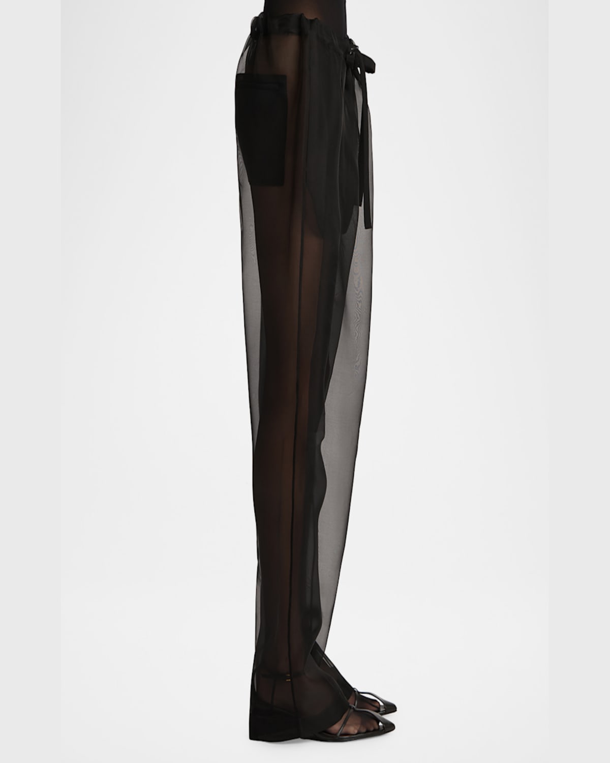 Khaite Trenton Silk Organza Sheer Pants In Black