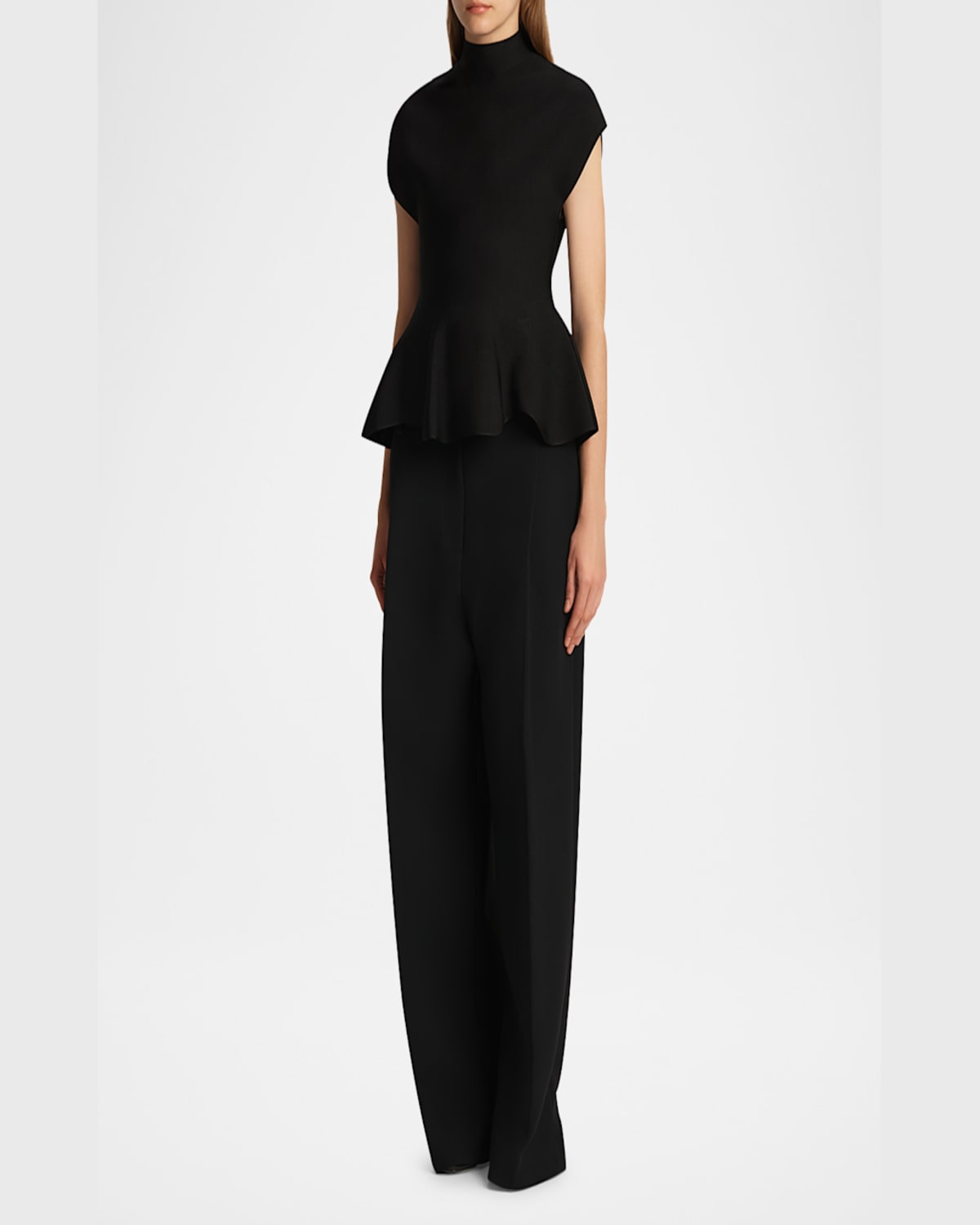 Khaite Andra Knit Peplum Top In Black