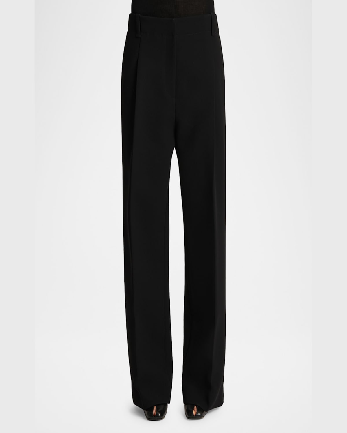 Khaite Lenton Pleated Straight Leg Pants In Black