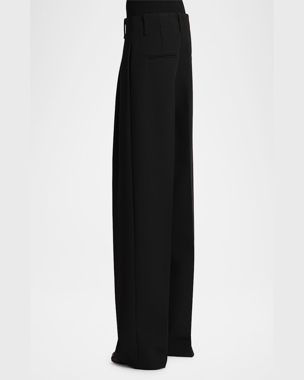 Khaite Lenton Pleated Straight Leg Pants In Black