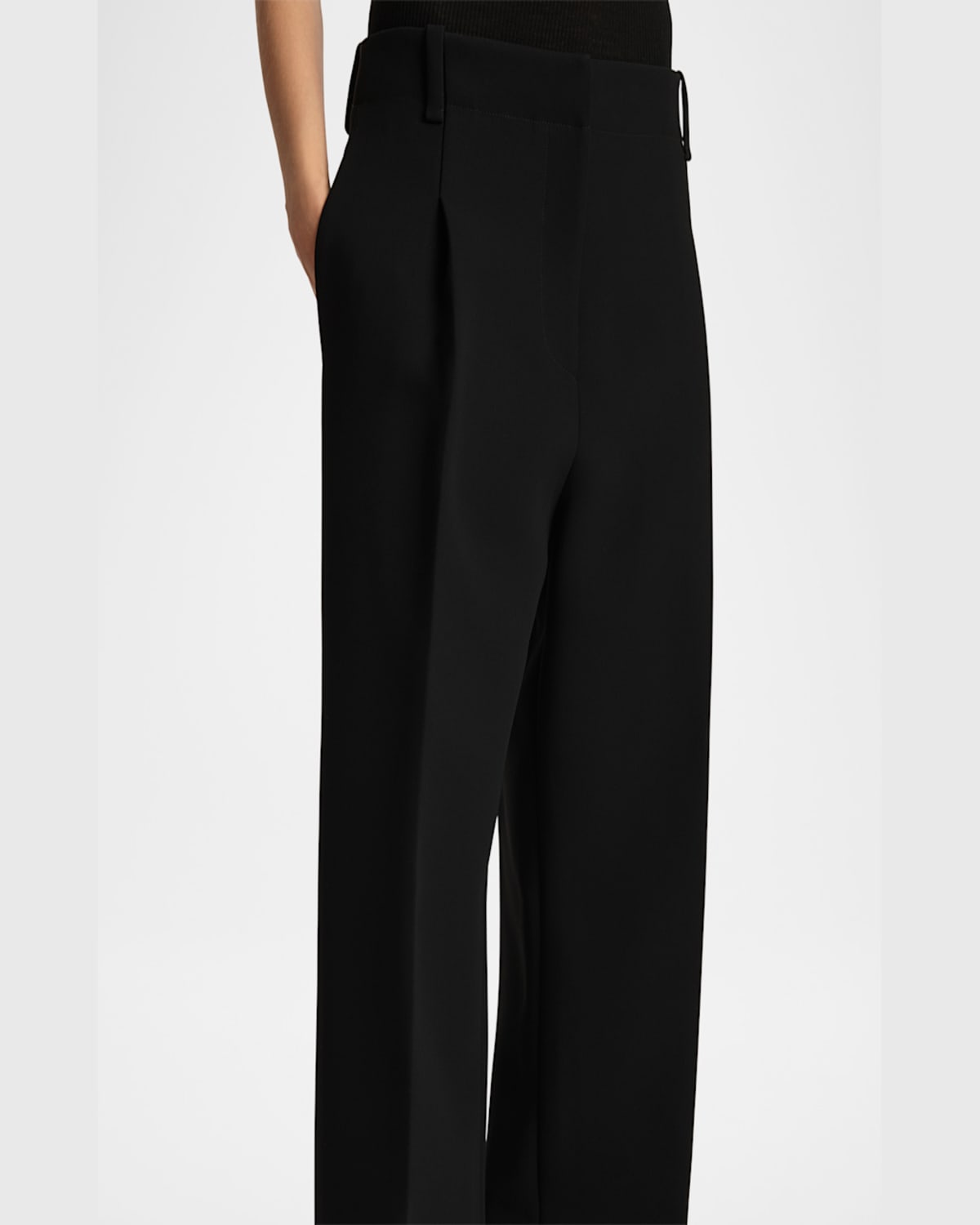 Khaite Lenton Pleated Straight Leg Pants In Black