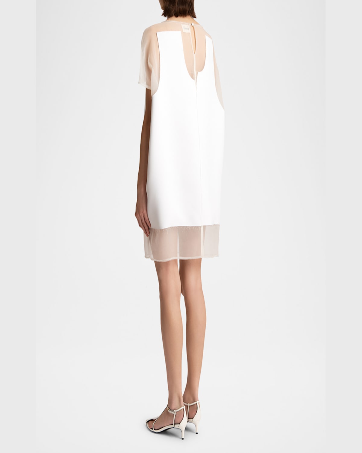 Khaite Winona Paneled Crepe Mini Dress In Chalk