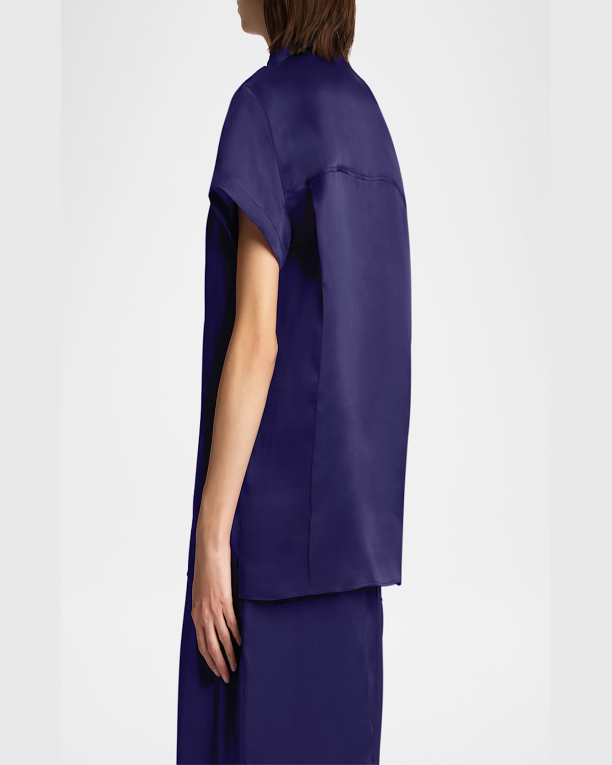 Khaite Keefe Short-sleeve Silk Shirt In Amethyst