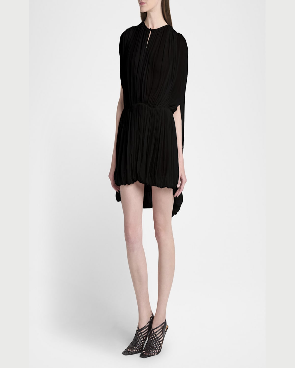Stella Mccartney Gathered Creponne Drape Mini Dress In Black