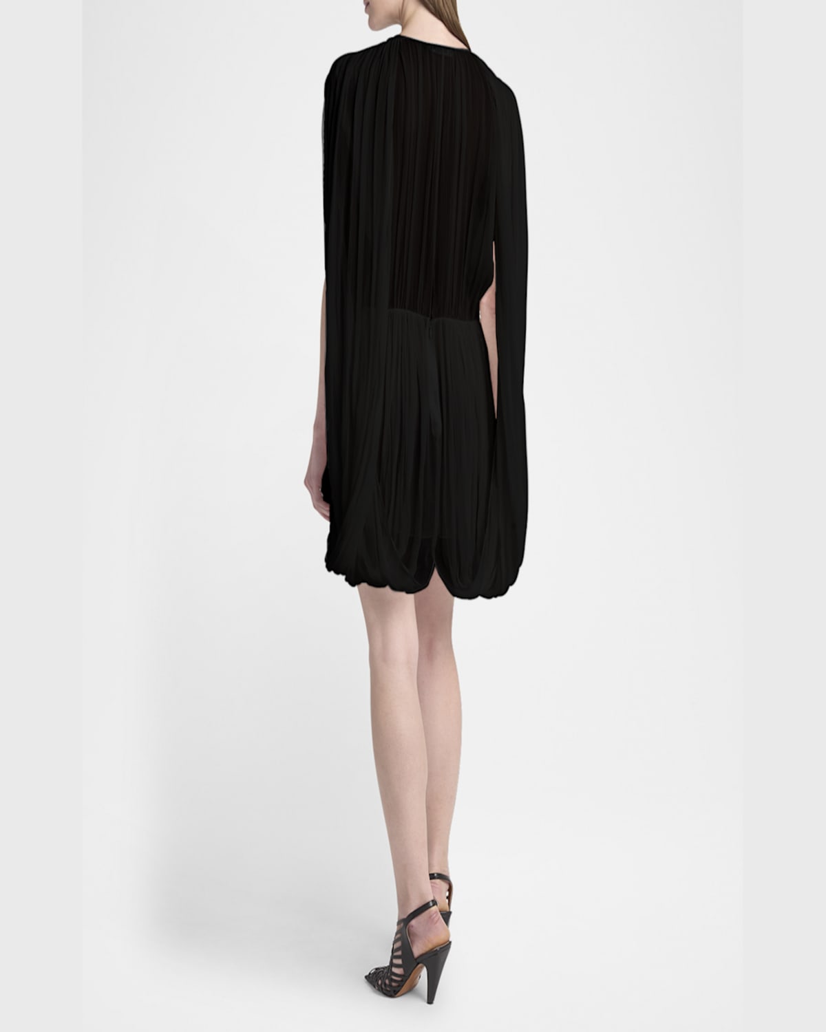 Stella Mccartney Gathered Creponne Drape Mini Dress In Black