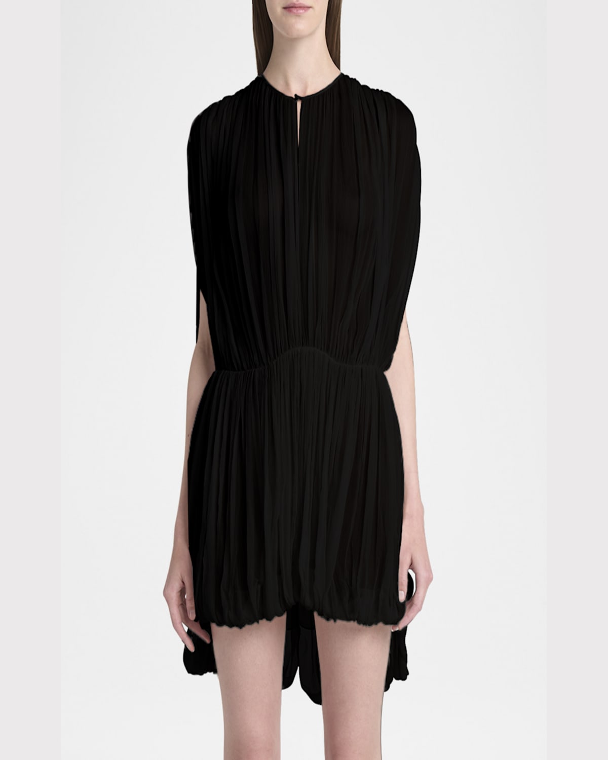 Stella Mccartney Gathered Creponne Drape Mini Dress In Black