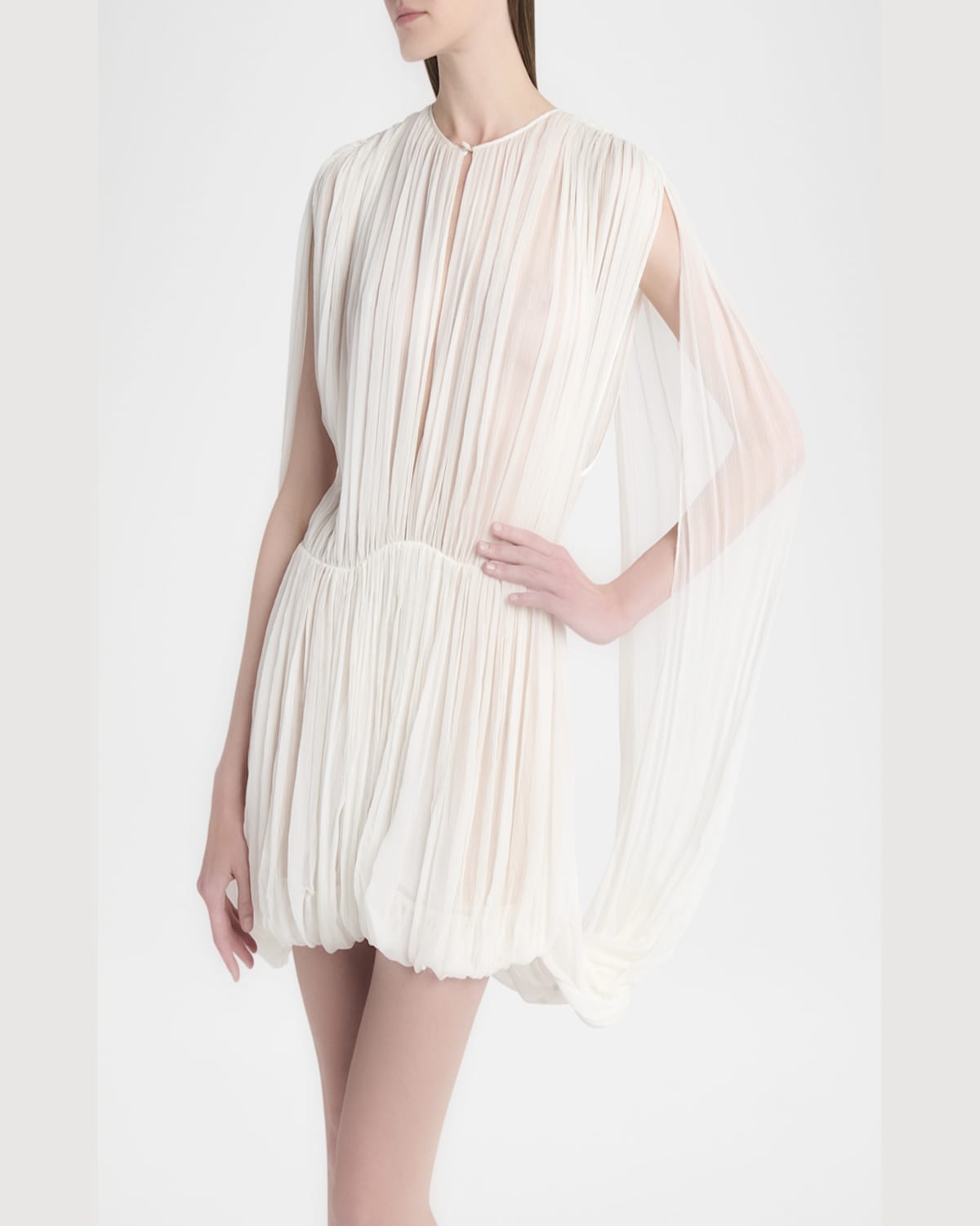 Stella Mccartney Gathered Creponne Drape Mini Dress In Black