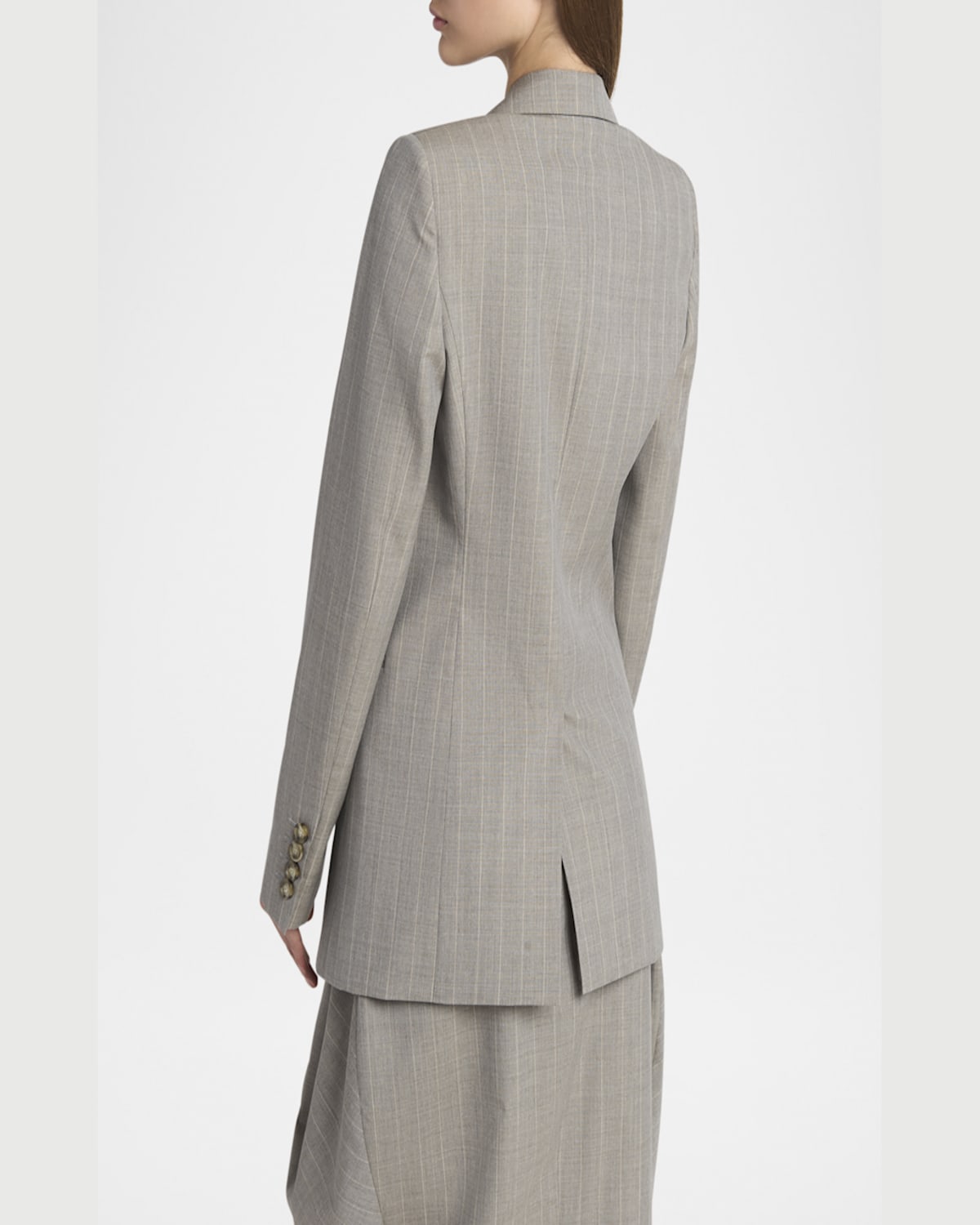 Stella Mccartney Striped Melange Single-breasted Slim Jacket In Stone