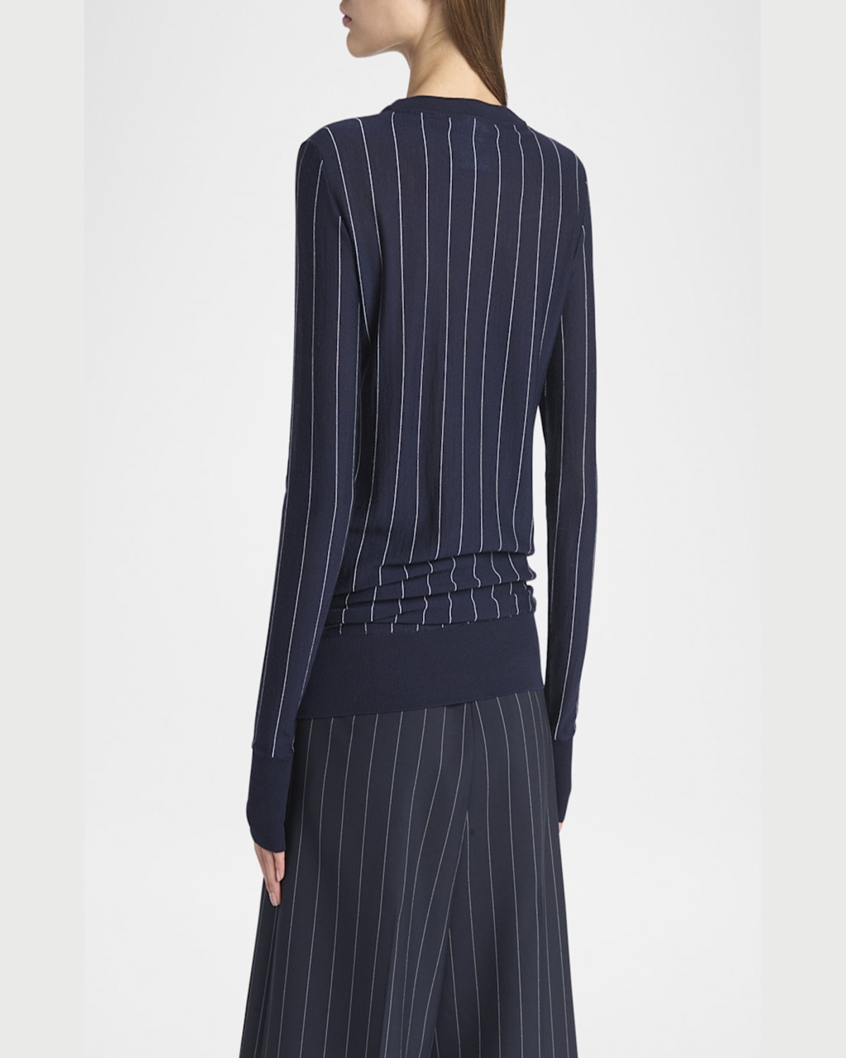 Stella Mccartney Pinstripe-pattern Round-neck Sweater In Ink White