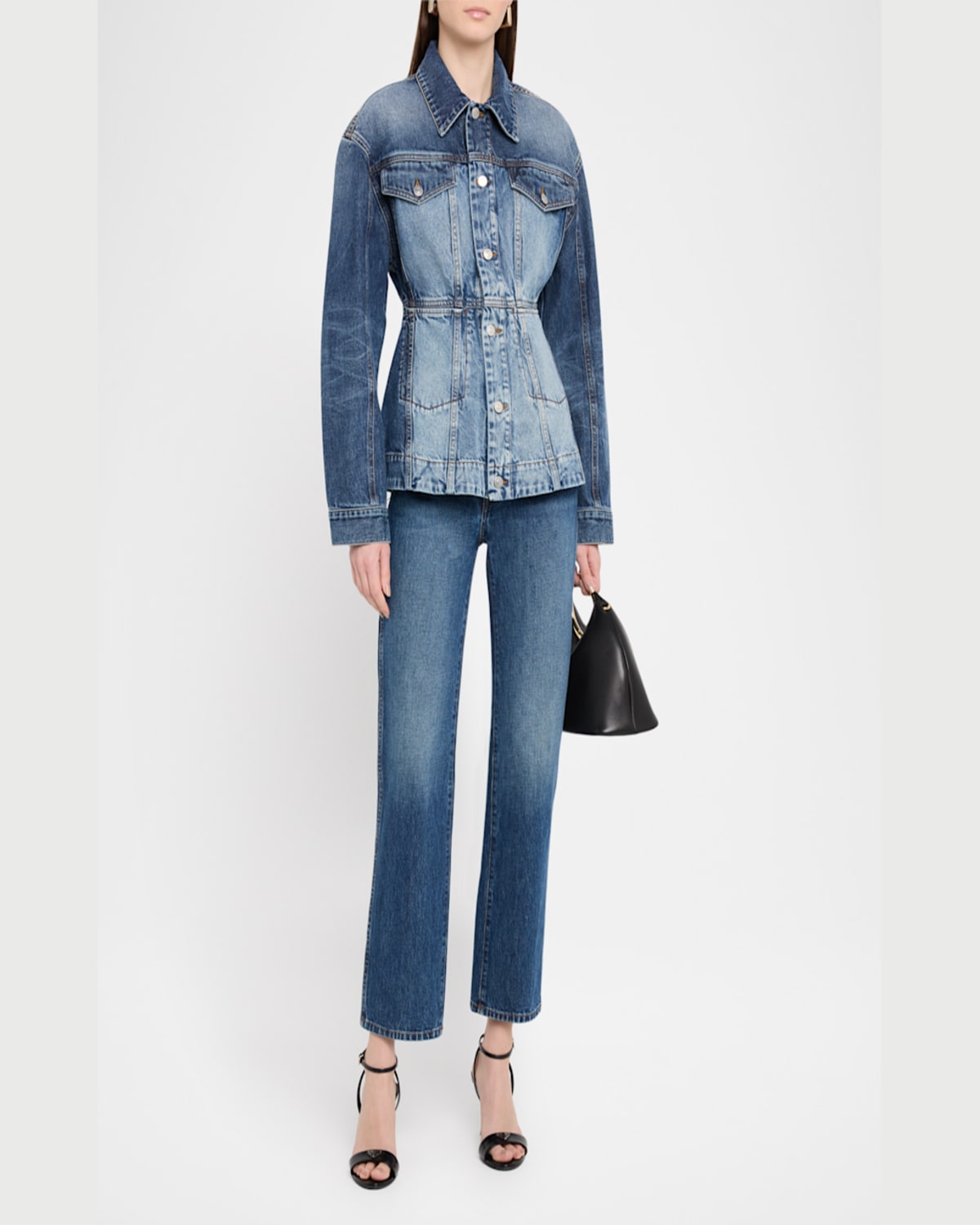 Stella Mccartney Mixed Wash Denim Fitted Jacket In Denim