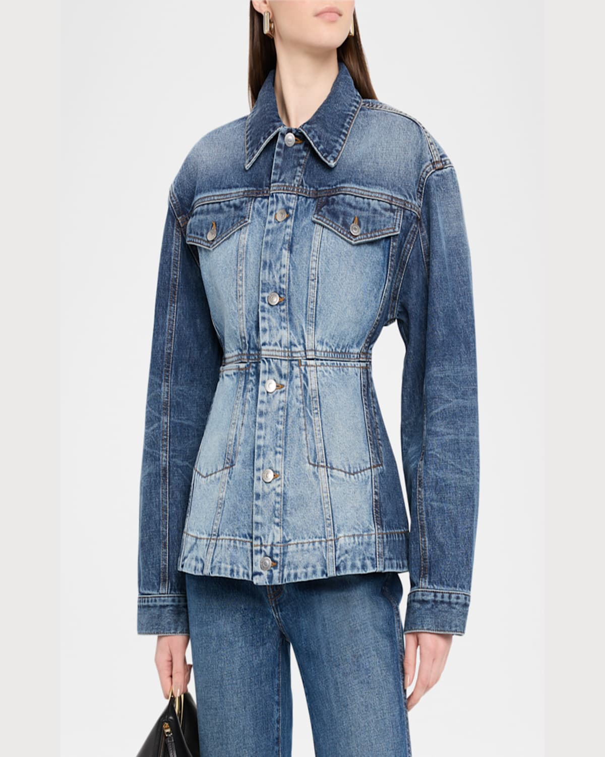 Stella Mccartney Mixed Wash Denim Fitted Jacket In Denim