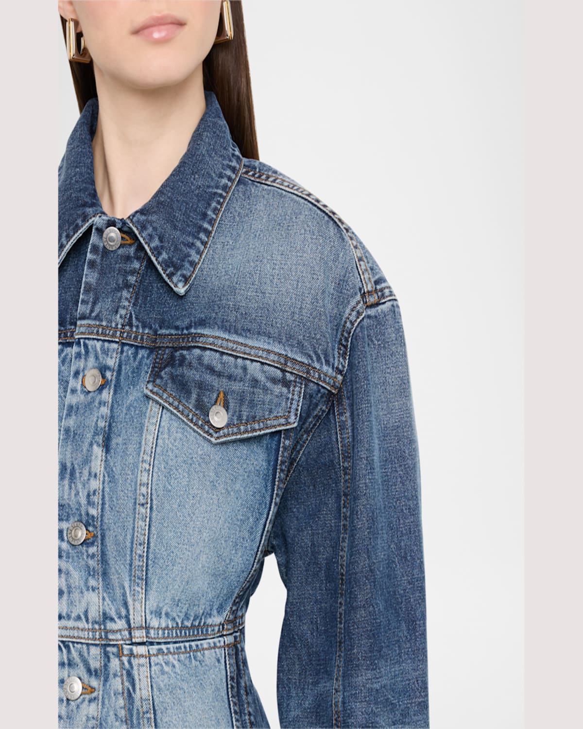 Stella Mccartney Mixed Wash Denim Fitted Jacket In Denim