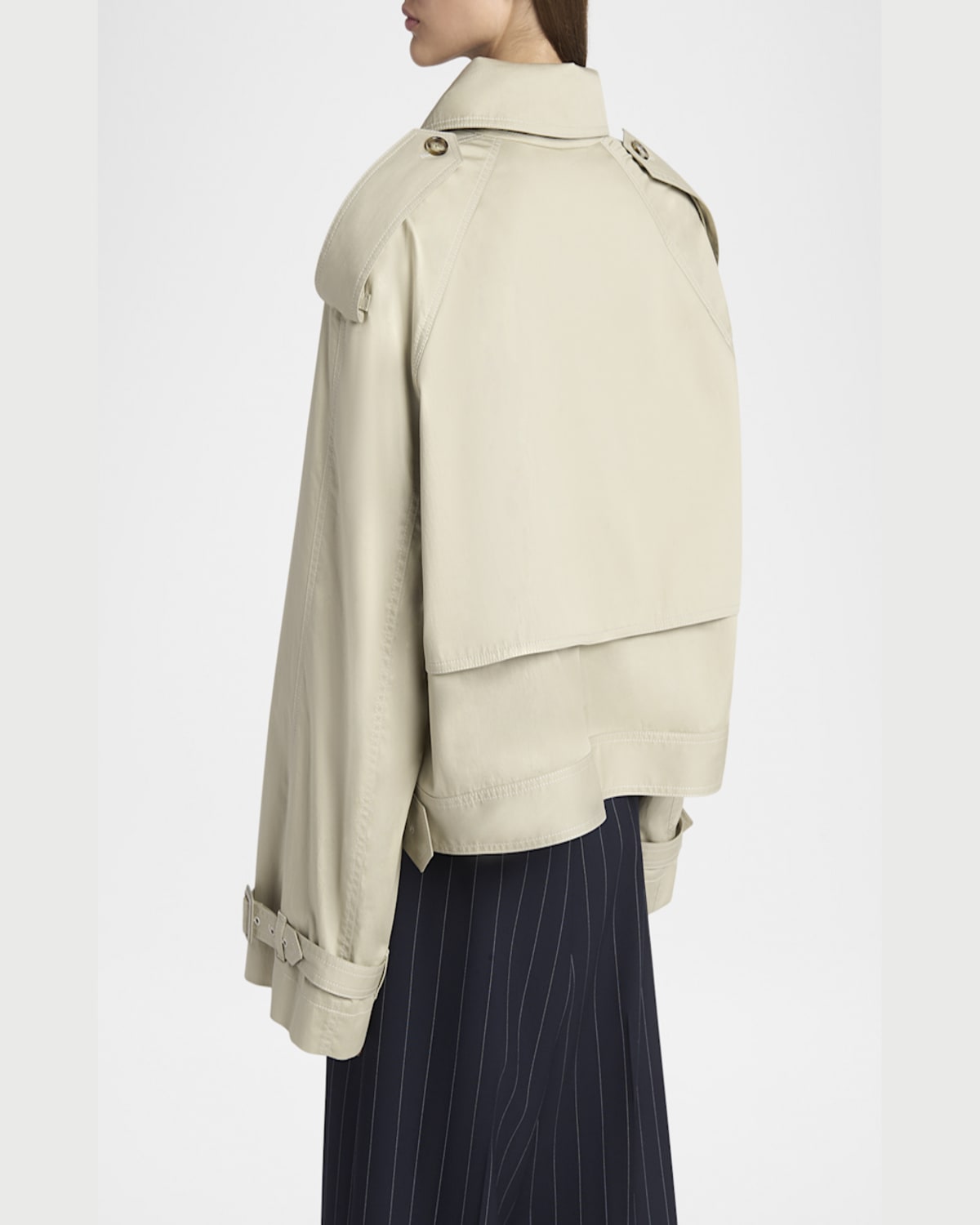 Stella Mccartney Cropped Belt Detail Trench Jacket In Pebble