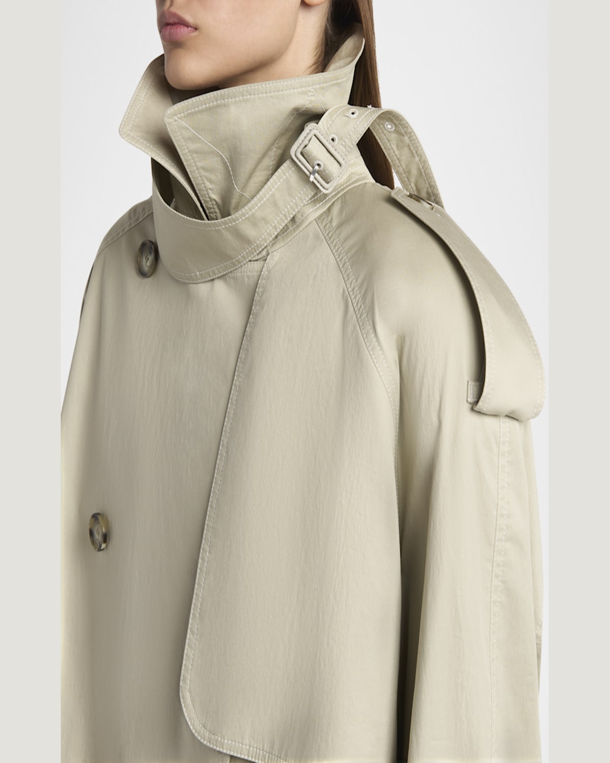 Stella Mccartney Cropped Belt Detail Trench Jacket In Pebble