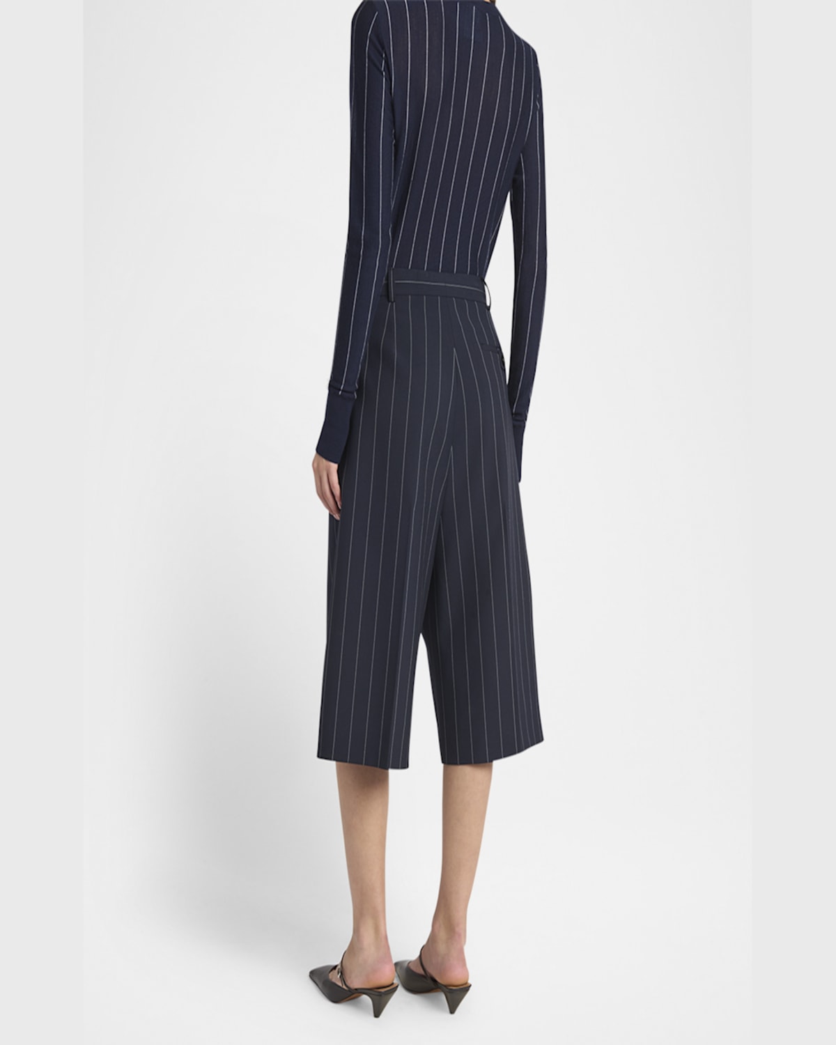 Stella Mccartney Pinstripe Wide Leg Culotte Pants In Ink