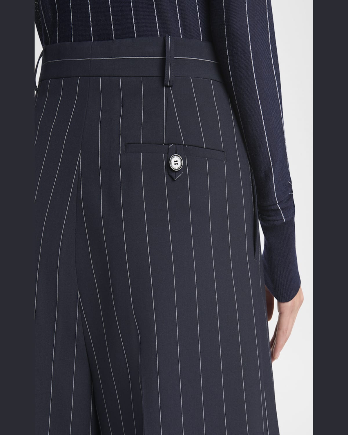 Stella Mccartney Pinstripe Wide Leg Culotte Pants In Ink