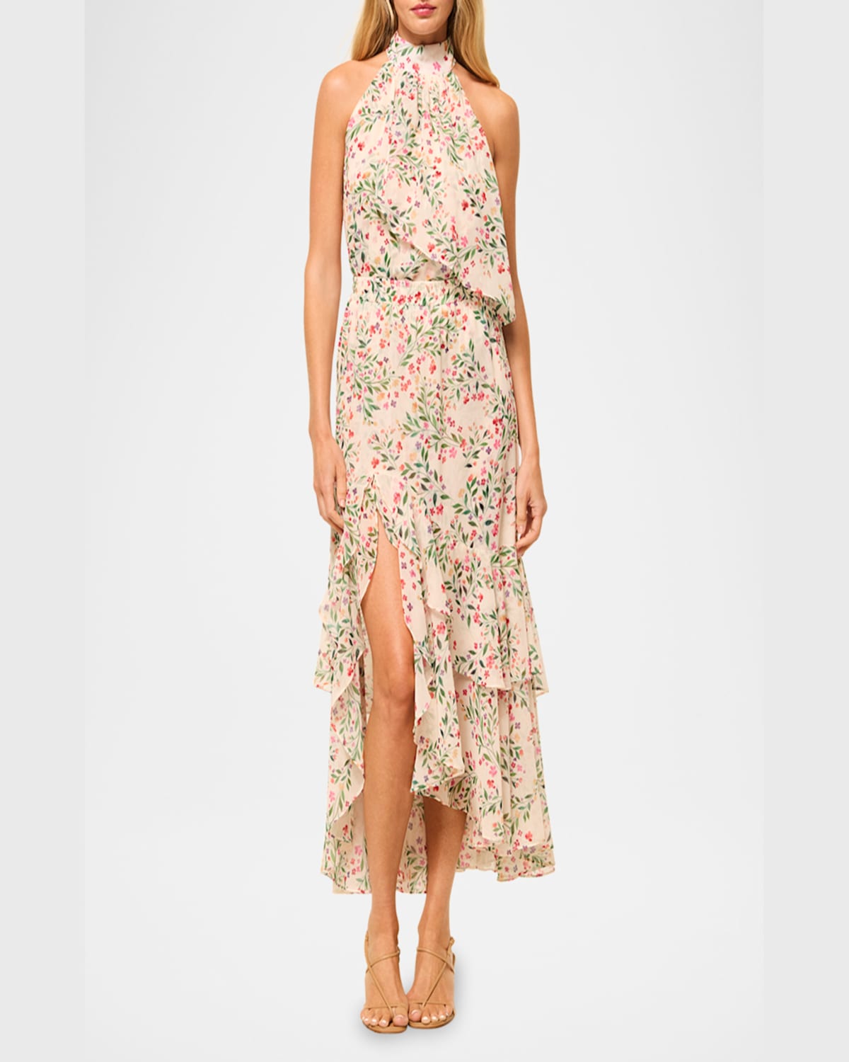 Misa Seva Asymmetric Chiffon Midi Skirt In Spring Ditsy Chf