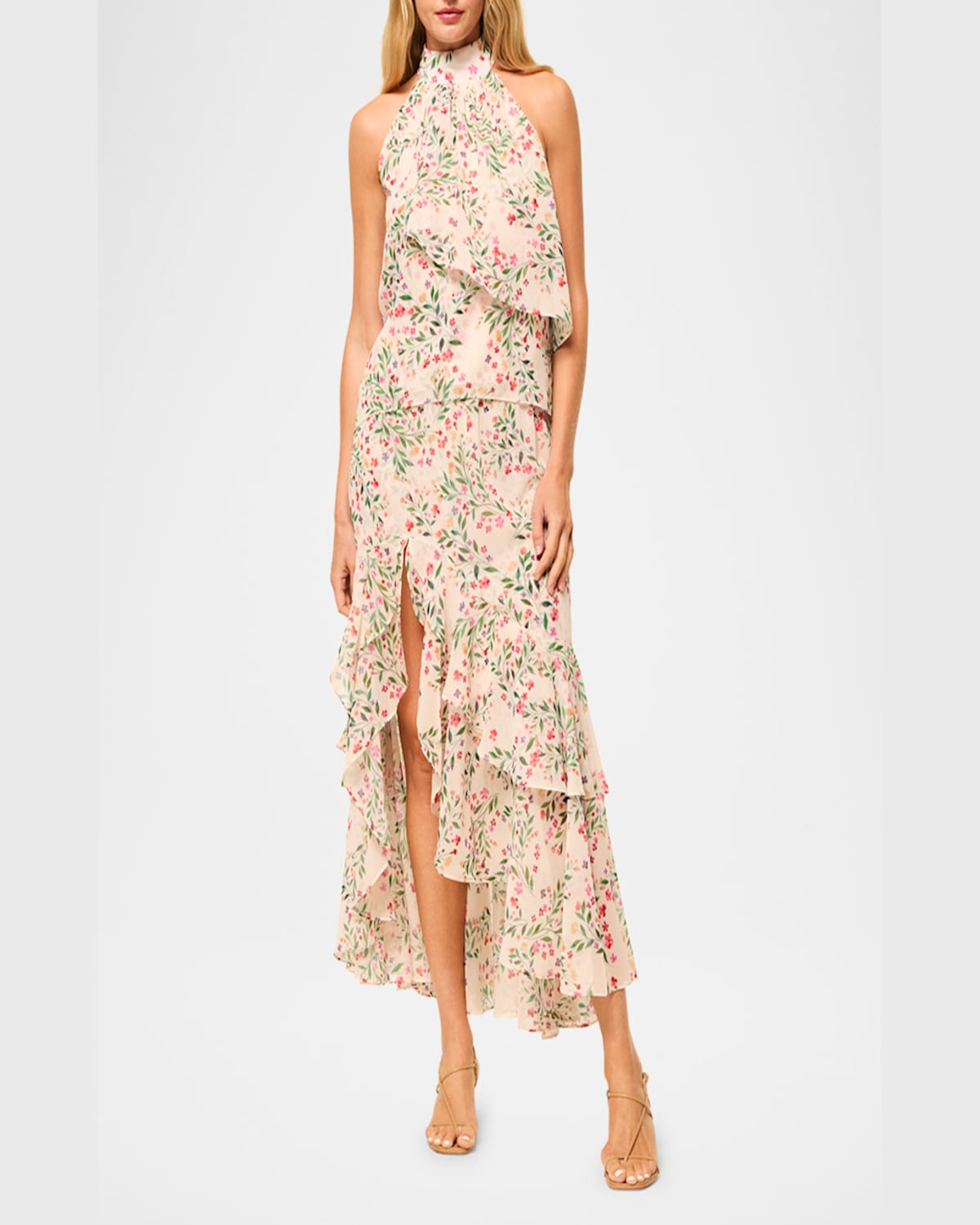 Misa Anka Chiffon Halter Top In Spring Ditsy Chf