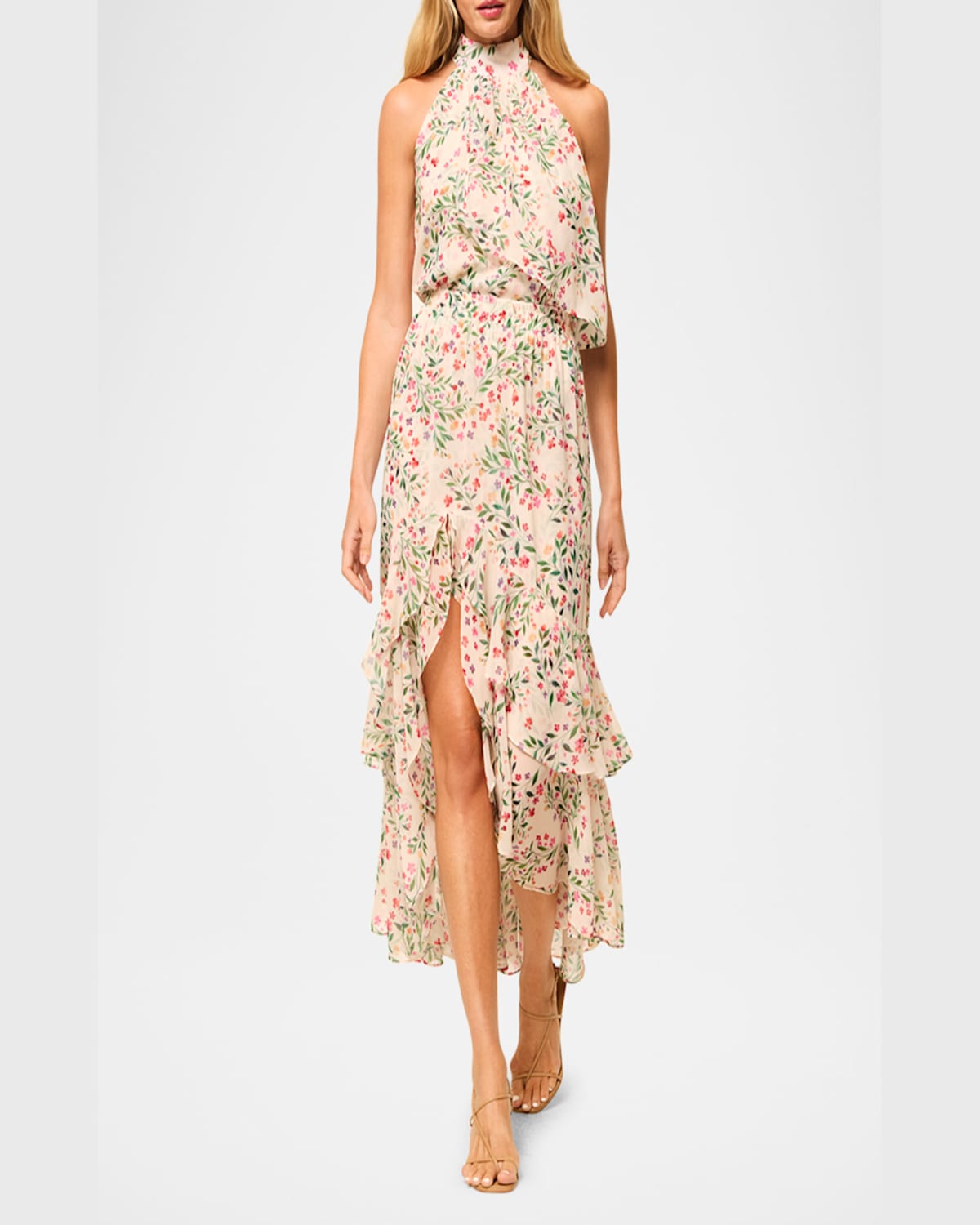 Misa Anka Chiffon Halter Top In Spring Ditsy Chf