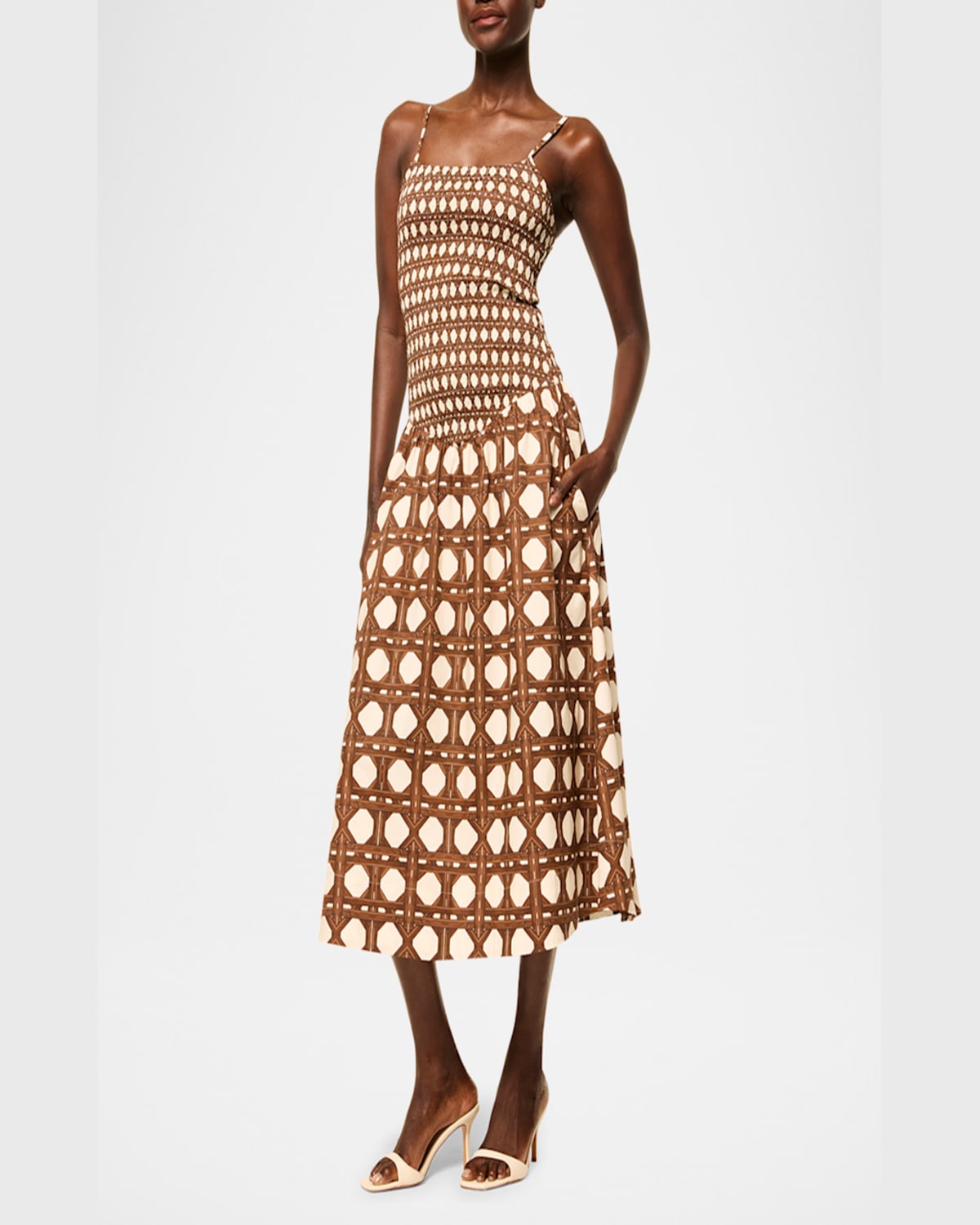 Misa Rattan Tile Roxie Maxi Dress In Choco Rattan Pop Mix In Choco Rattan Pop Mix