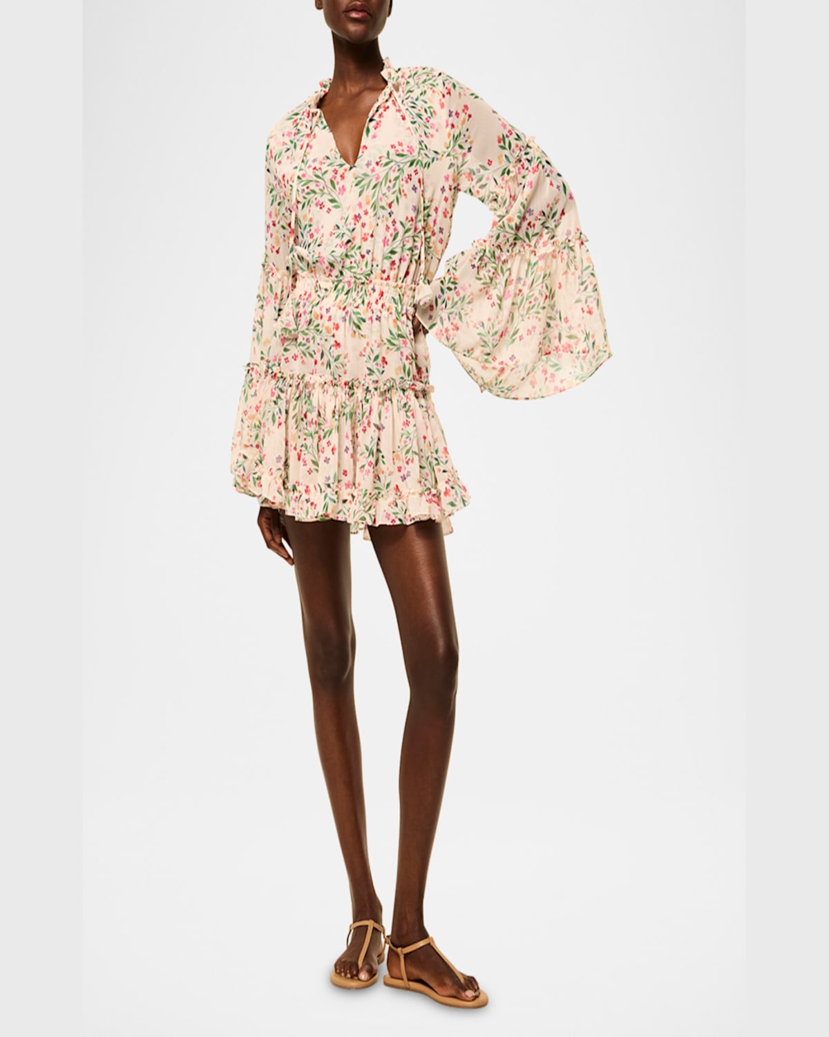 MISA LEEVA CHIFFON MINI DRESS