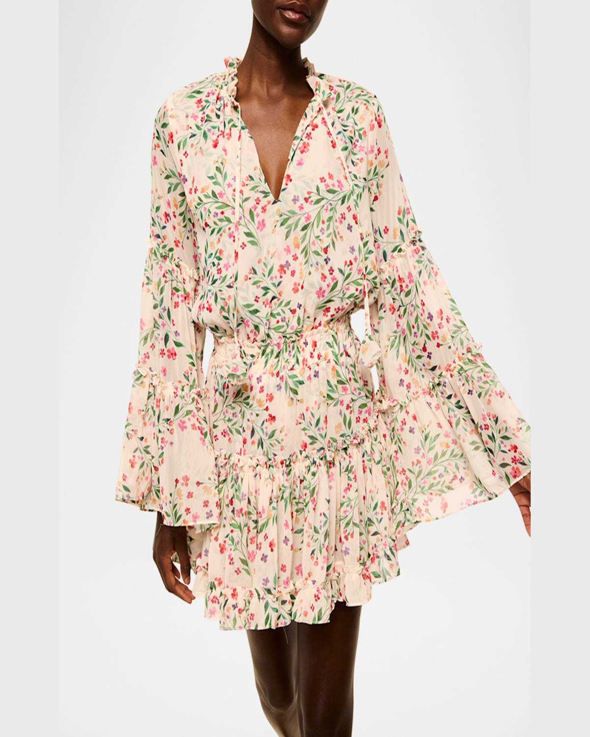 MISA LEEVA CHIFFON MINI DRESS