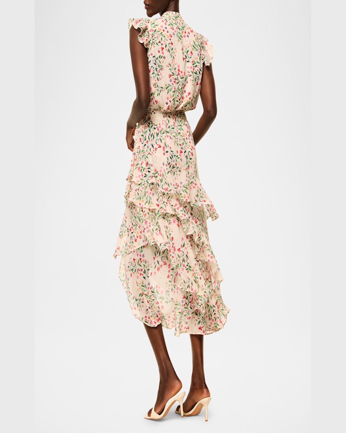 Misa Ilysa Asymmetric Chiffon Midi Dress In Spring Ditsy Chf