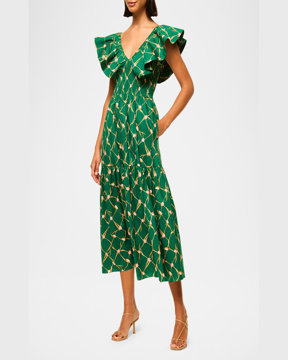 Misa Tulip Lattice Leona Midi Dress In Tulip Lattice Ctn
