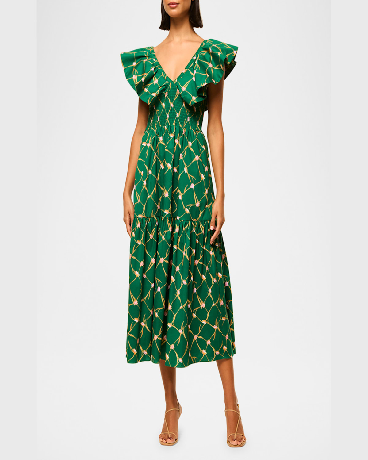 Misa Tulip Lattice Leona Midi Dress In Tulip Lattice Ctn