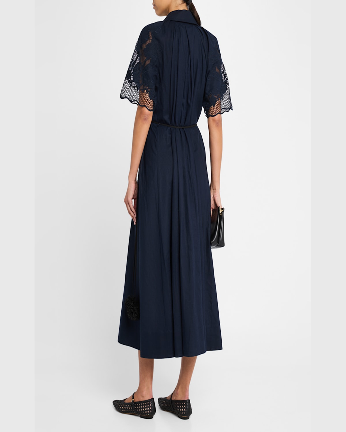 Clea Florentina Linen-cotton Midi Shirtdress In Navy