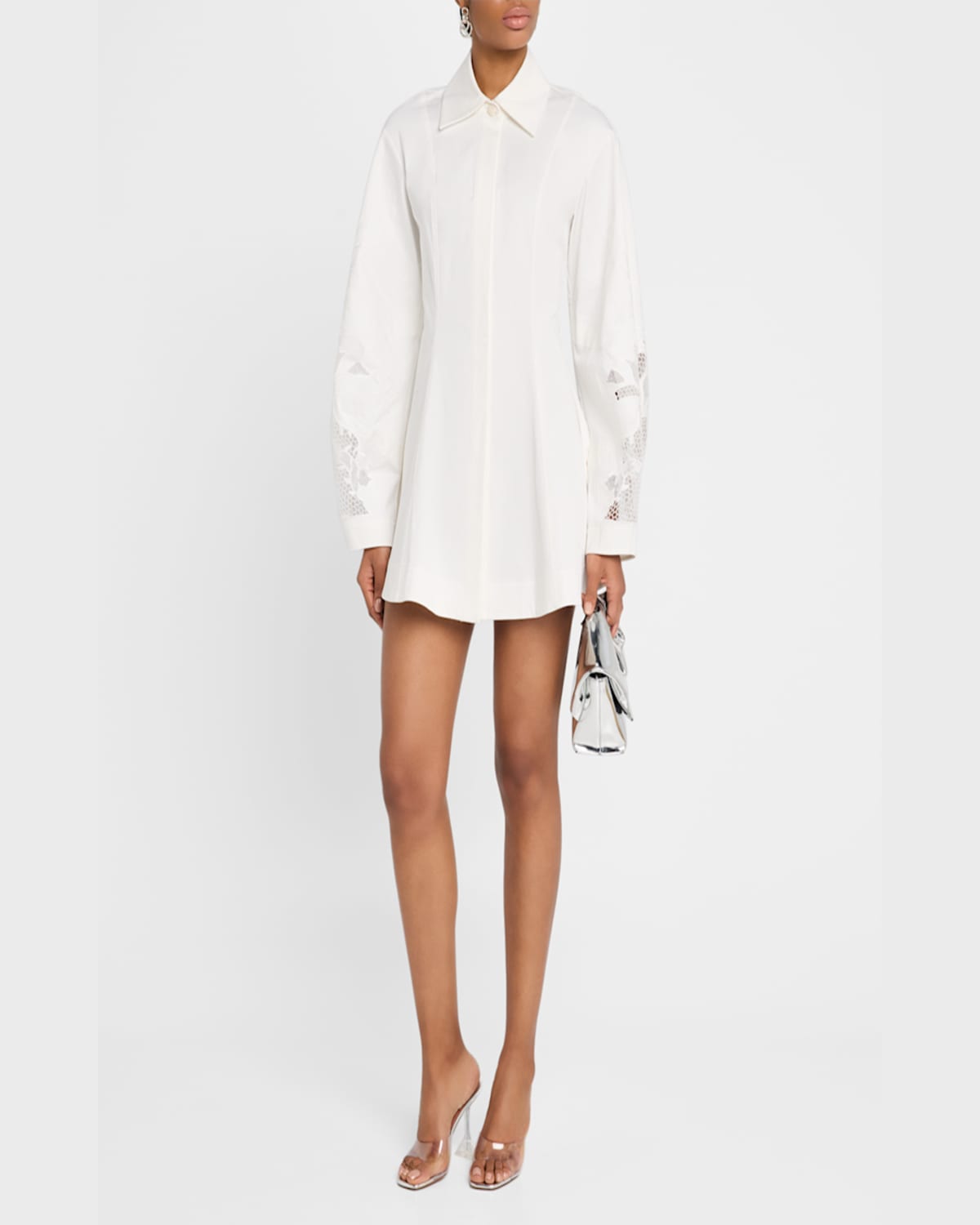Clea Indra Mini Shirtdress In Off White