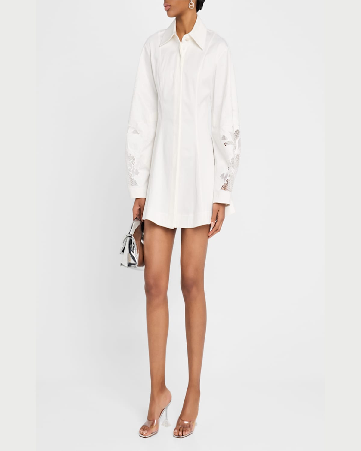 Clea Indra Mini Shirtdress In Off White